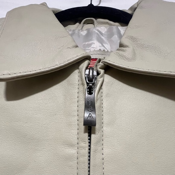 NWT VINTAGE USA Genuine Leather Jacket in Bone | Classic | Fall | Winter - Picture 3 of 13